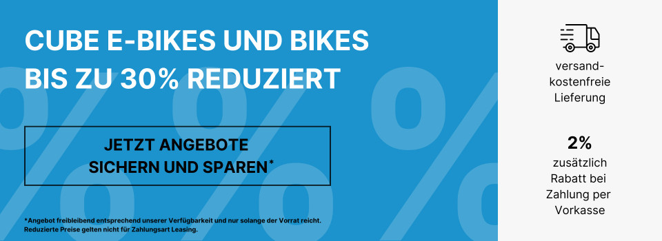 30% Rabatt auf E-Bikes & Bikes